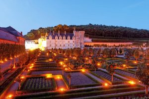 The gardens of Villandry bathed in light